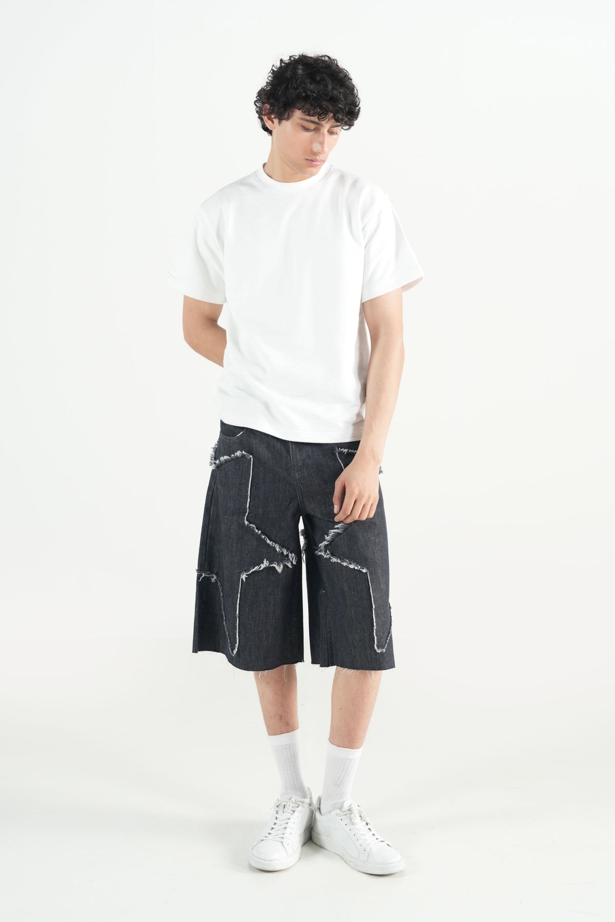 Star Patch Jorts Grey