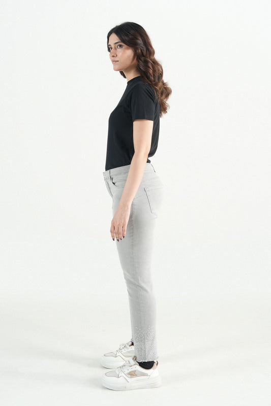 Crystal Hem Grey Pant