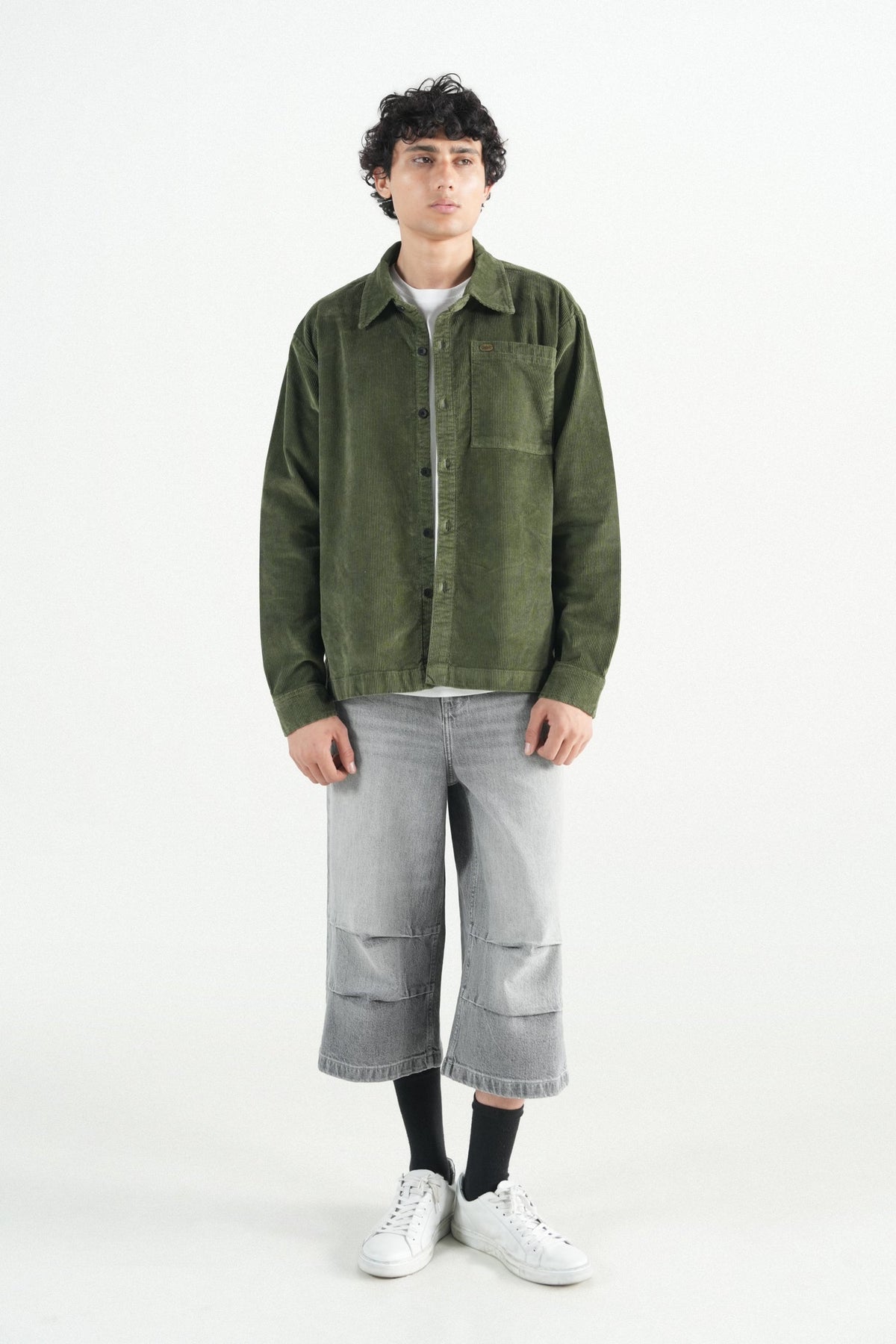 Oversized Green Corduroy Shirt