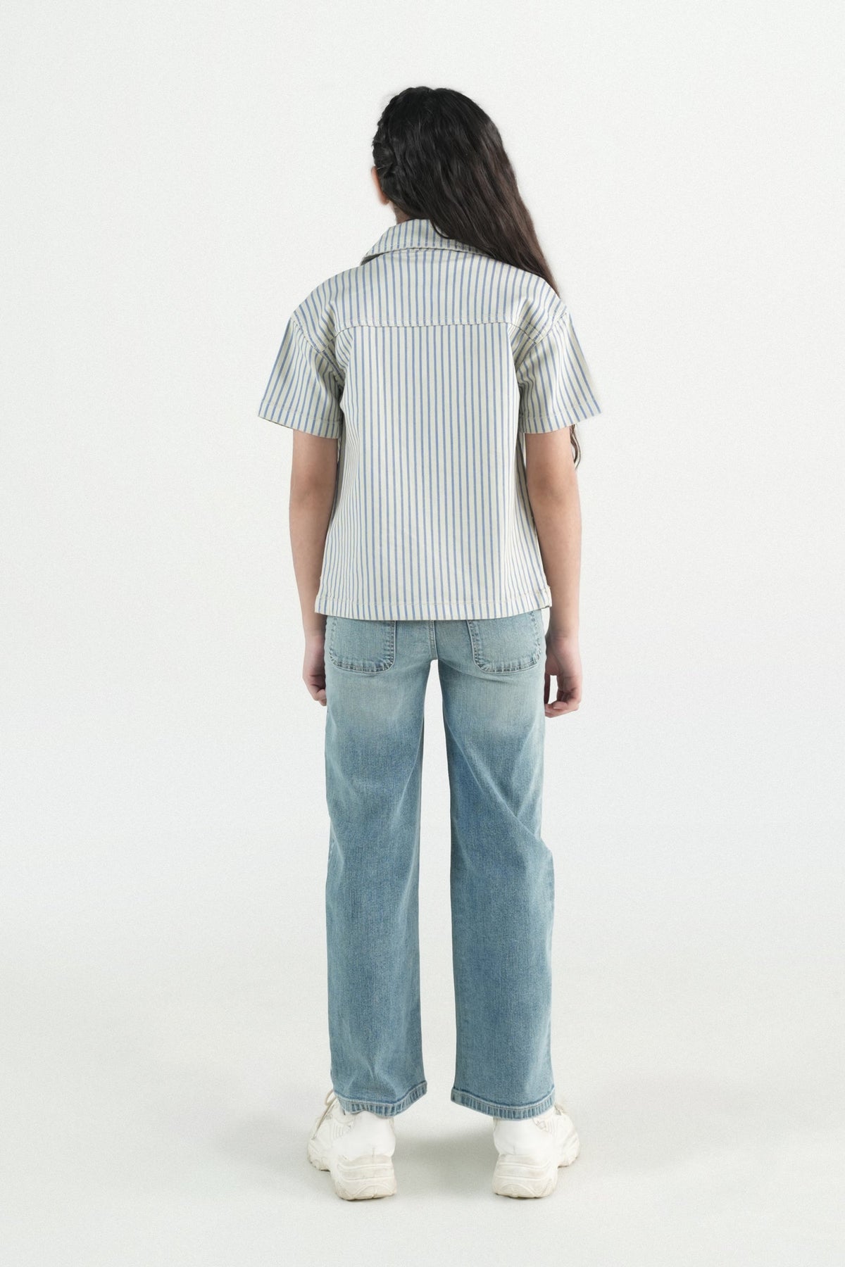 Button Down Summer Stripe Shirt –  White