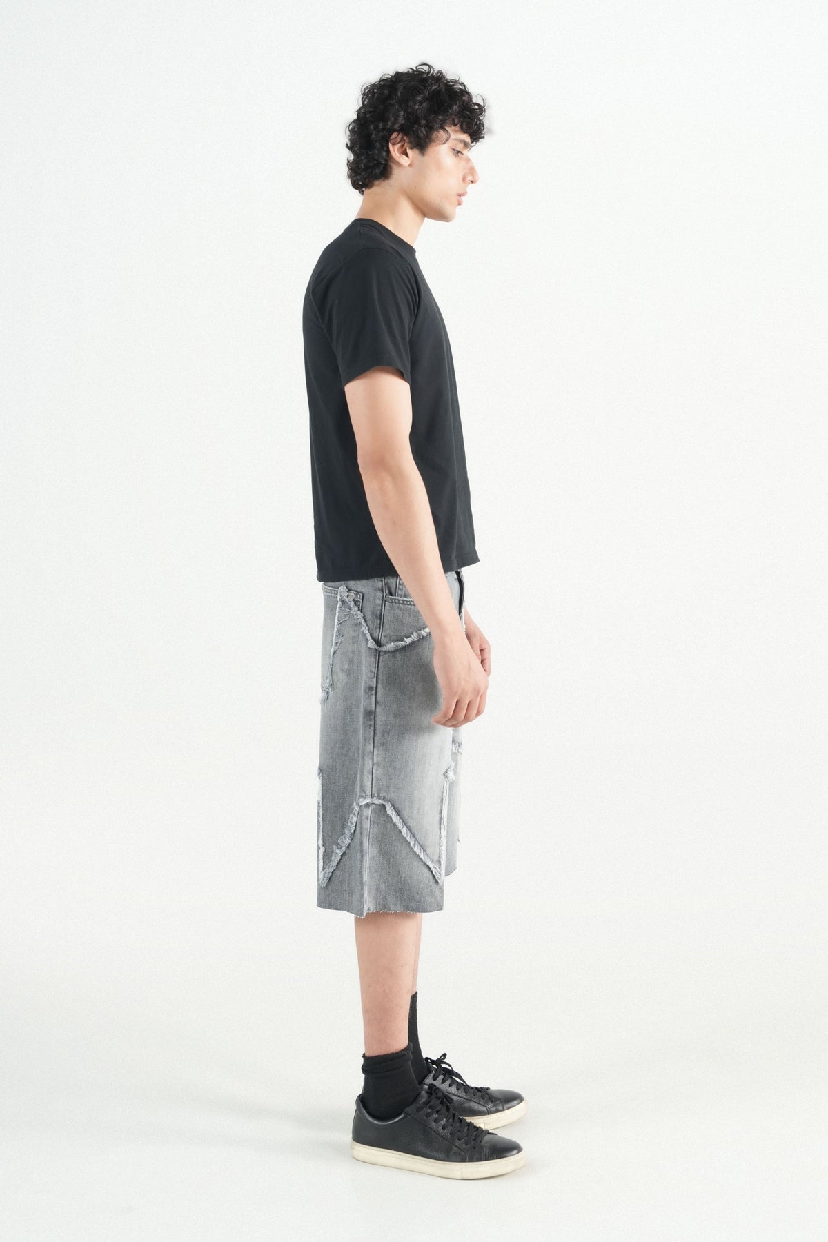 Star Patch Jorts Light Grey