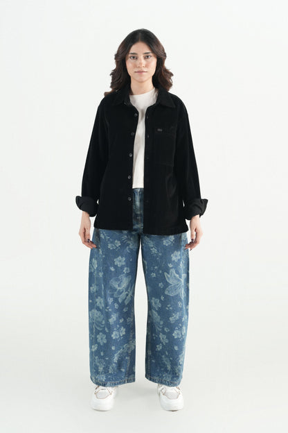 Oversized Black Corduroy Shirt