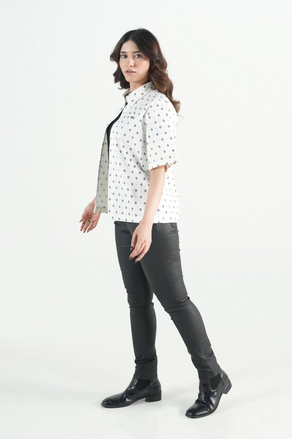 Hawaiian Floral Printed  White Shirt
