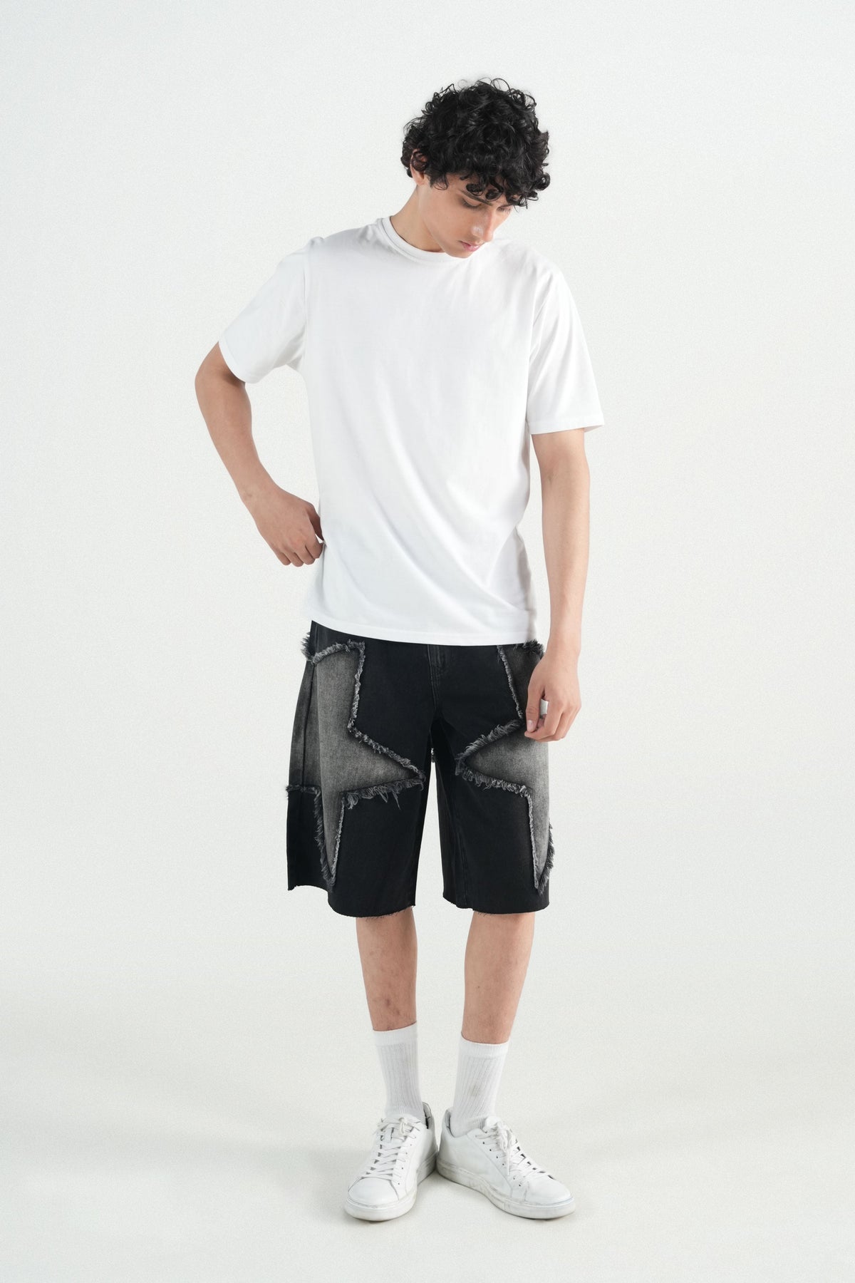 Star Patched Washed Jorts