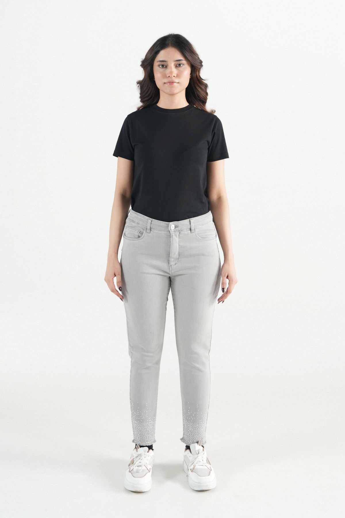 Crystal Hem Grey Pant