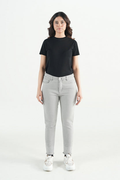 Crystal Hem Grey Pant