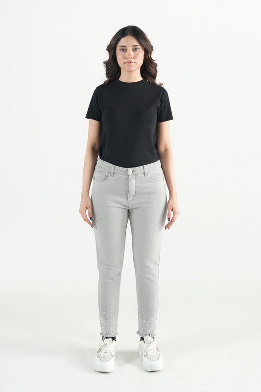 Crystal Hem Grey Pant