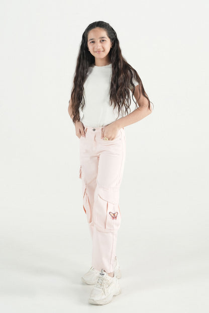Heart-Embroidered Cargo Pants