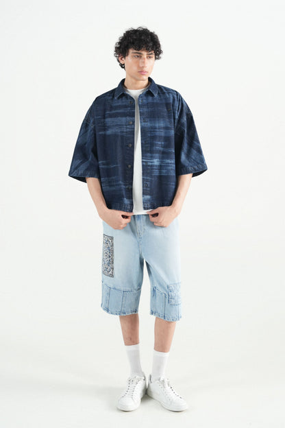 Dark Indigo Button Down Over Sized Shirt