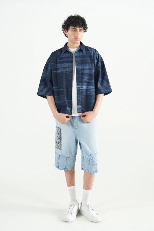 Dark Indigo Button Down Over Sized Shirt
