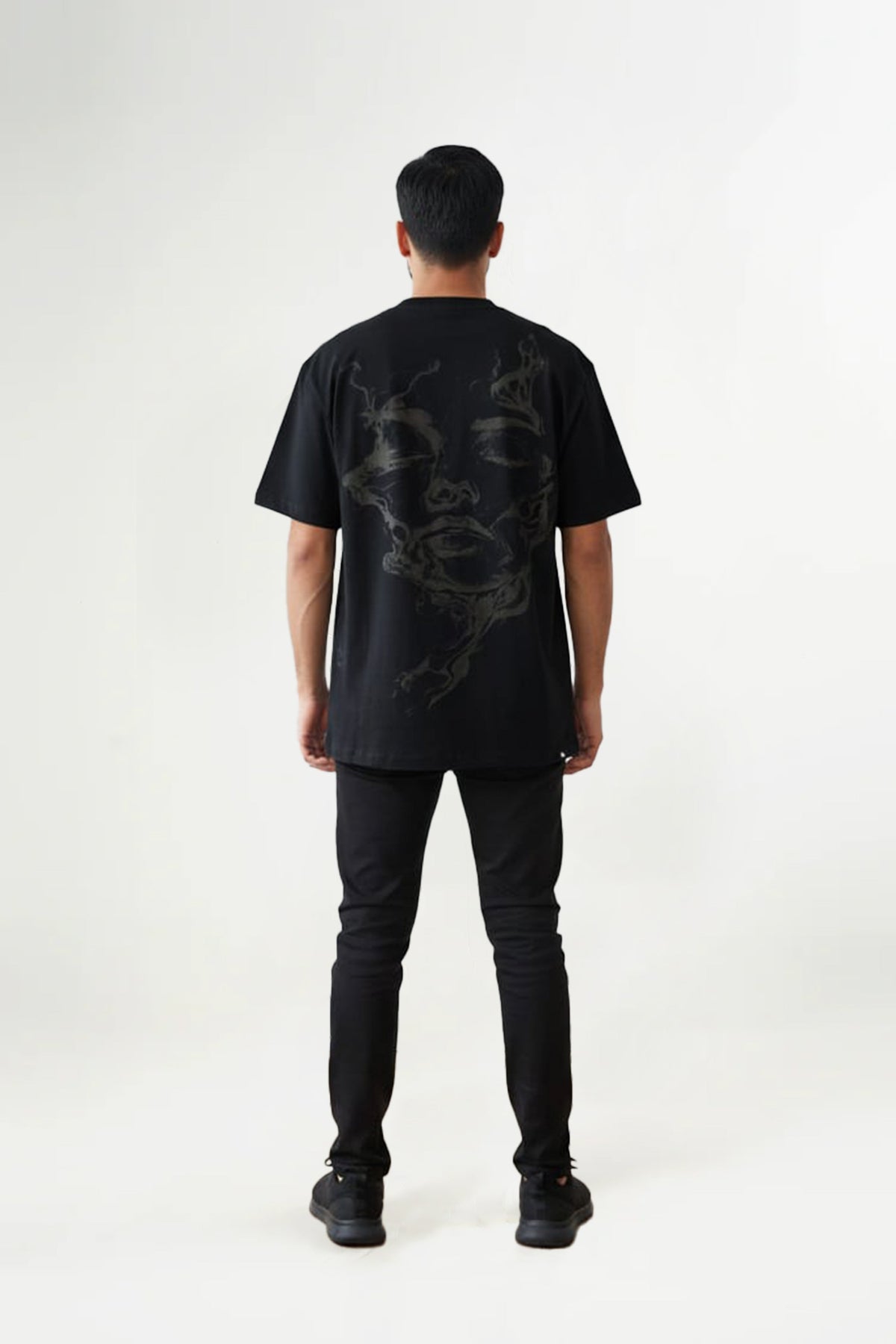 Smoky Print With Embroidery  Oversized T-Shirt