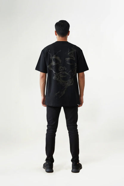 Smoky Print With Embroidery  Oversized T-Shirt