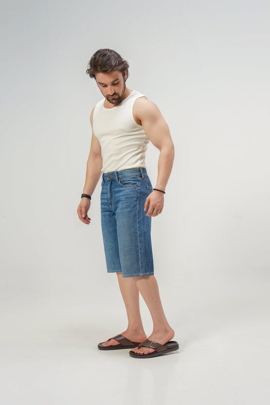 Dark Blue Baggy Denim Shorts shop at Rockstar Jeans