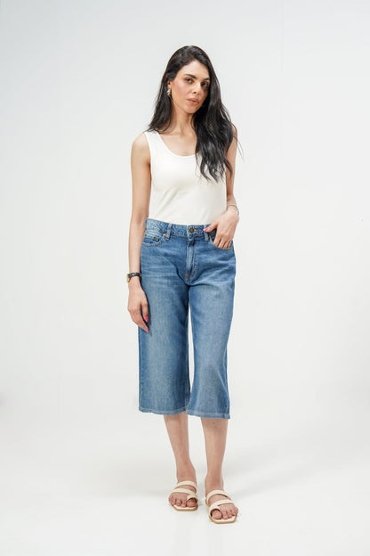 Dark Blue Baggy Denim Capri shop at Rockstar Jeans