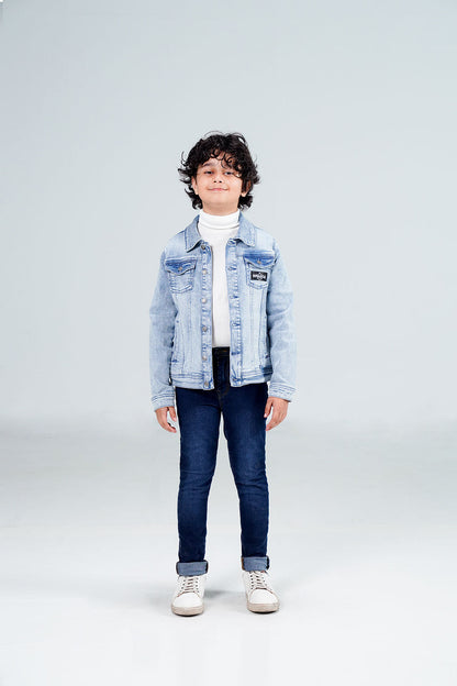 Boys Denim Trucker Jacket Acid Random Light Blue