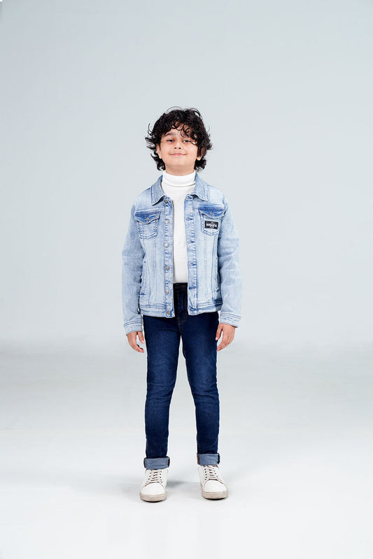 Boys Denim Trucker Jacket Acid Random Light Blue