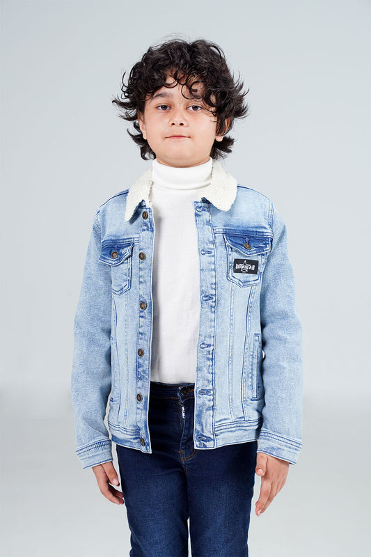 Denim Sherpa Jacket Acid Random Light Blue shop at rockstar jeans