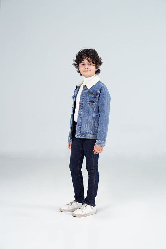 Denim Sherpa Jacket Dark Blue shop at rockstar jeans