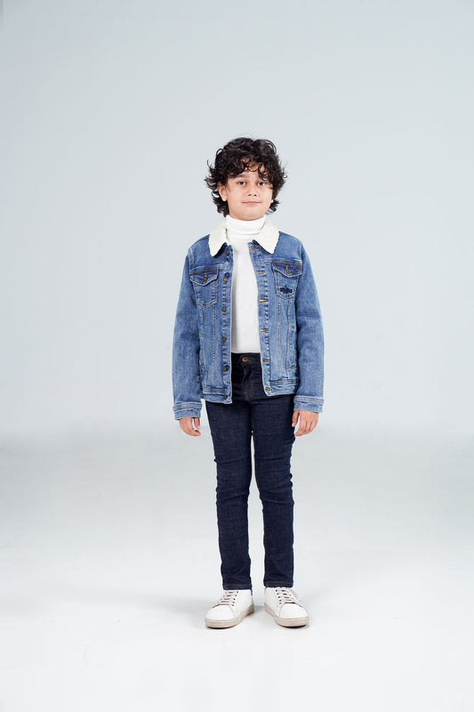 Denim Sherpa Jacket Dark Blue