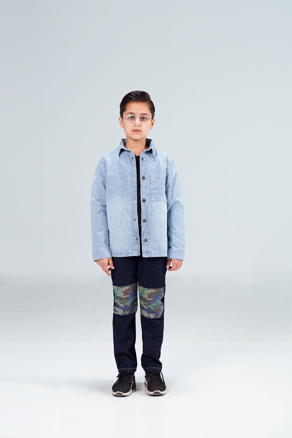 Striped Denim Overshirt shop at Rockstar Jeans